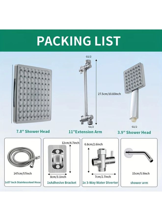 Golden Shower Head Combo Set With Adjustable Arm And 7 Setting Handheld - Image 3